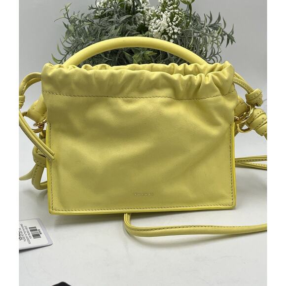 Yuzefi Mini Bom Lemon Yellow Crossbody Leather Shoulder Bag Runway Designer - Picture 3 of 14